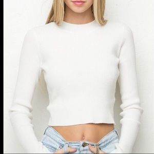 Brandy Melville white ribbed longsleeve top